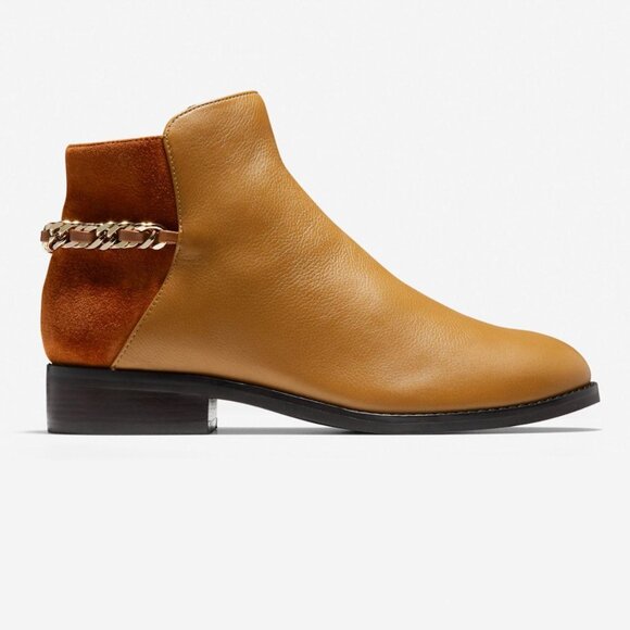 NIB Cole Haan Idina Ankle Leather Suede bootie Pecan Size 6B - Picture 1 of 8